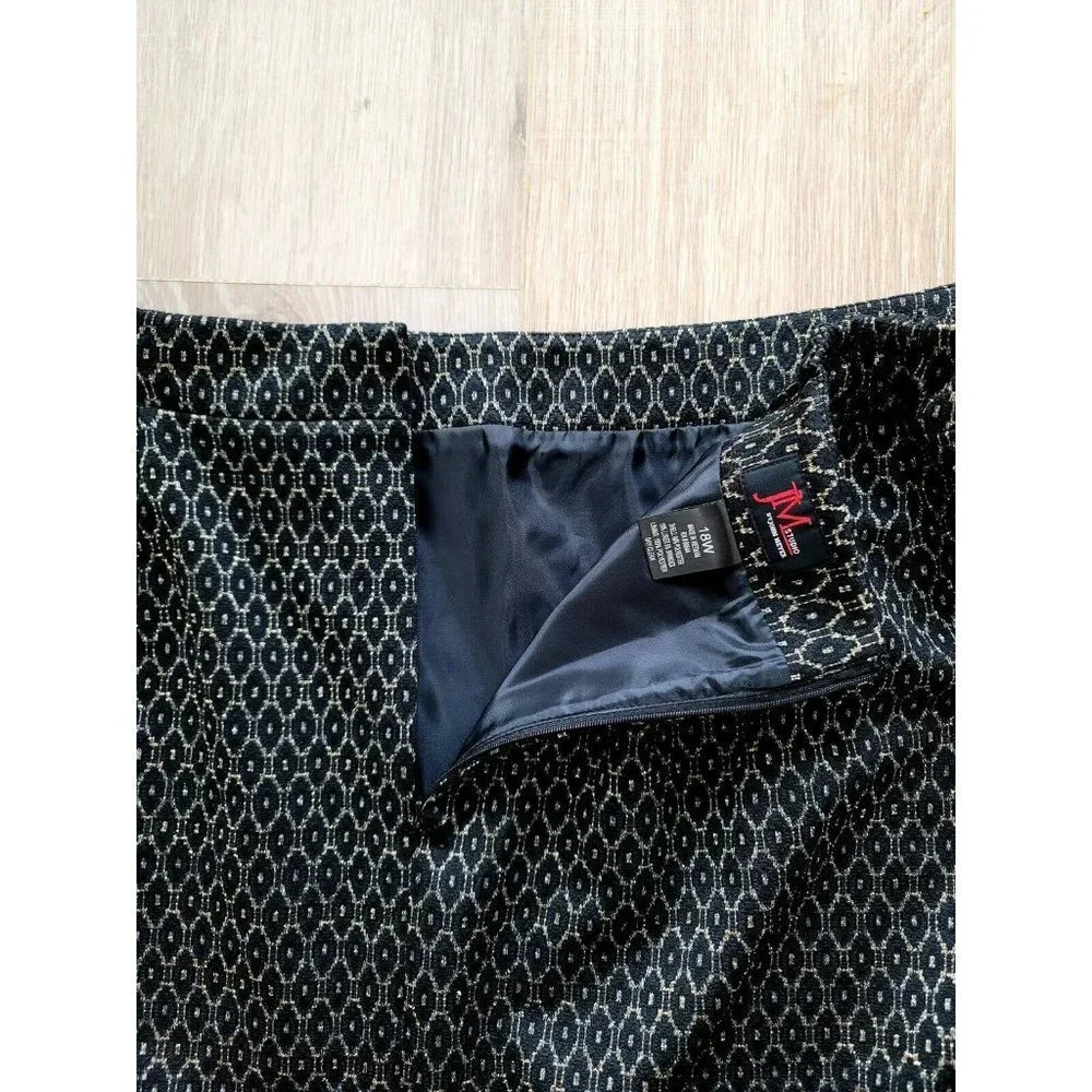 JM Studio John Meyer Black Gold Straight Lined Career Workwear Slit Skirt Sz 18W - Picture 9 of 11